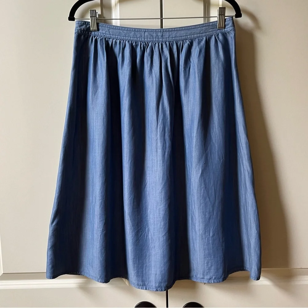 Like New LOFT Lyocell Long Denim skirt with buttons down the front